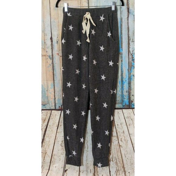 Riah Fashion Womens SZ Small Star Print Jogger Self Tie Elastic Waist Super Soft - Picture 1 of 5